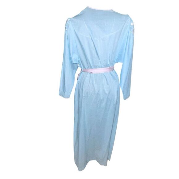 RARE Vintage Natori Neiman Marcus Blue/pink Floral EMBROIDERED Robe. Long sleeve - Picture 11 of 16